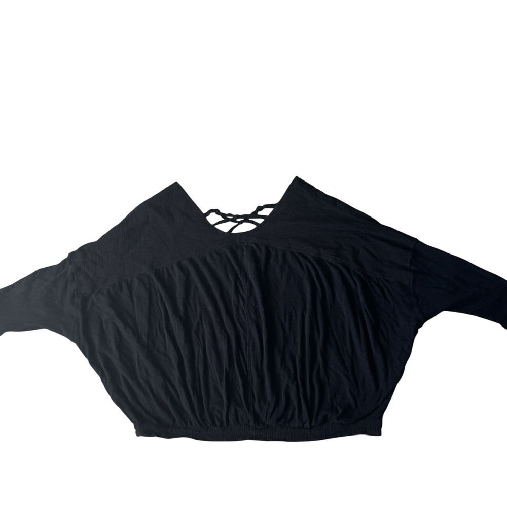 Free People Surplice Wrap Double Knot Black Top Medium - Picture 8 of 9